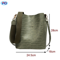Sac à main Crocodile de luxe pour femmes, sac seau de couleur unie, sac à bandoulière ajustable de grande capacité pour dames,