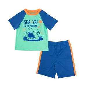 여름 어린이 의류 도매 캐주얼 착용 소년 T 셔츠 탑스 온라인 짧은 바지 어린이 잠옷 세트