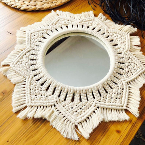 Artículo de Decoración para el Hogar, Artículo Hecho a Mano de Alta Calidad, Espejo de Macramé, Elegante - Product Image 1