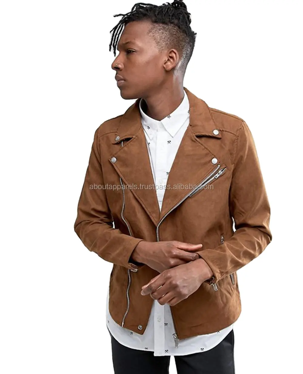 New Arrival Cheap Stylish High quality 100% Goat Suede Leather zipper jacket genuine suede motorbike Leather Jacket coat