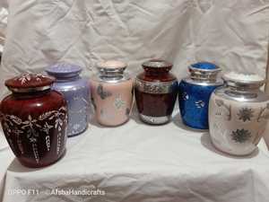 Urna de Metal con grabado de diamante rojo para cenizas de adultos, urnas funerarias de Metal de latón/aluminio, estilo americano/europeo - Product Image 3