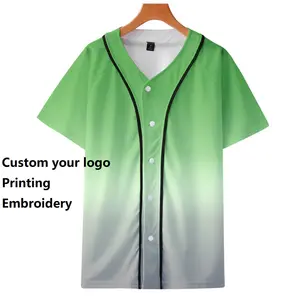 Vedo Baseball Shirt Dropshipping Custom Logo Borduren Afdrukken Polyester V-hals Softbal Jersey Blank Vervagen Baseball Shirt