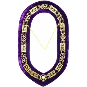 Grand Lodge Chain Collar Gold Silver on Purple With Free Case on Sky Blue Ribbon with Free Case Customized Masonic Regalia