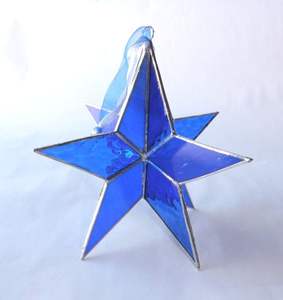 Adorno de árbol de estrella azul moraviar, hecho a mano, novedad - Product Image 5