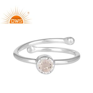Bague en argent Sterling 925, vente en gros de bijoux pour filles, pierres précieuses en cristal Quartz, coupe ronde, vente en gros - Product Image 1