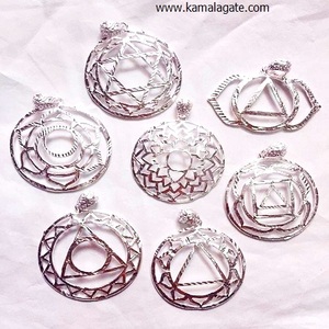 จี้โลหะทรงกลมลายสัญลักษณ์เรกิ 7 จักระ ชุบเงินโบราณ สำหรับทุกเพศ - Product Image 2