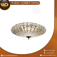 Petit Plafonnier LED Antique en Cristal Rustique Globe Ball Orbit Rond Finial Light Lustre avec Chaîne et Auvent