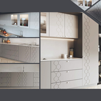 Meubles de cuisine modernes de luxe en bois massif 2024 pour bar à domicile, salle à manger, hôtel avec évier intégré - Fabricant direct Turquie