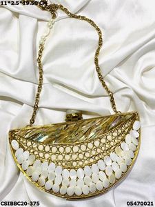 กระเป๋าผ้าคลัทช์ไม้ถูพื้นทำจากทองเหลืองสำหรับออกงานดีไซน์เนอร์สุดพิเศษสำหรับเจ้าสาว - Product Image 5