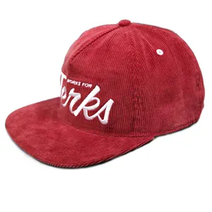 Hats Hats Wholesale 5 Panel Unstructured Corduroy Hats Custom 2D Embroidery Logo Snapback Corduroy Cap