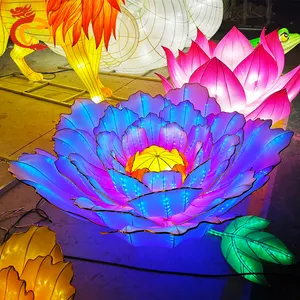 Escultura de decoración al aire libre del festival de la linterna de tela de seda del Año Nuevo Chino Led