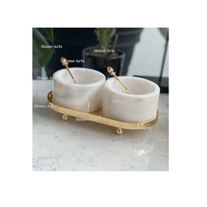 Cuenco para servir de tuercas de mármol hecho a mano con bandeja de Metal, forma redonda, tamaño personalizado, cuenco para servir chocolates a la venta - Product Image 1