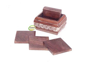 Artículo único Posavasos decorativos para té y café para el hogar y la cocina de madera con incrustaciones de latón - Product Image 2