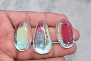 Pierres précieuses scintillantes en verre Mystic arc-en-ciel, pierre précieuse ample, Rare! Cabochon de pierres précieuses en verre Mystic, pierre précieuse multi-flash, pour bijoux - Product Image 4