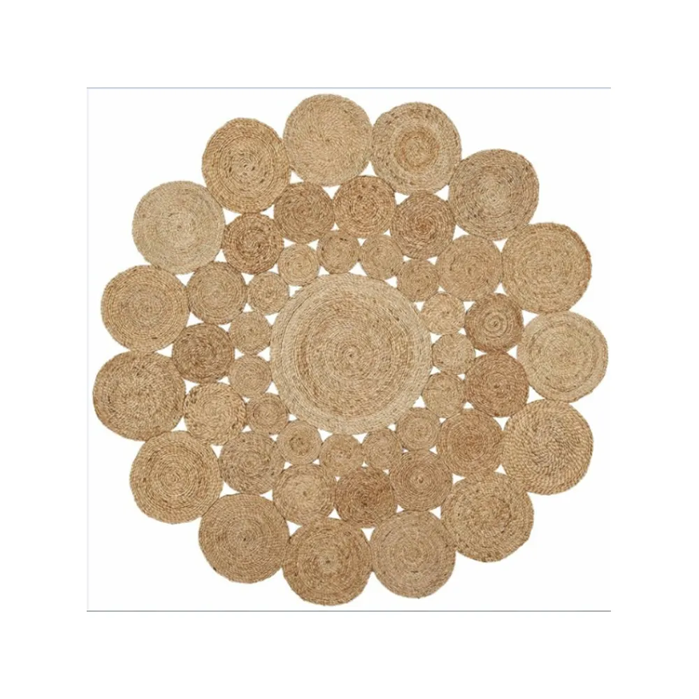 Indische hand gewebte 120 cm runde natürliche beige Farbe Jute bereich benutzer definierte Größe Yoga matte Wohnzimmer Kelim Vintage Teppiche Luxus Teppich