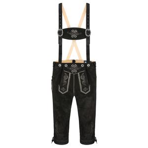 German and Austrian Lederhosen Long and Pant <b>Short</b> Distressed <b>Leather</b> Vintage Look Embroidered Bavarian <b>Shorts</b> for Men - Product Image 1