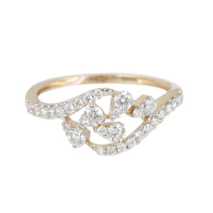 Anillo de compromiso de oro amarillo sólido de 14k con diamantes naturales, joyería fina - Product Image 1