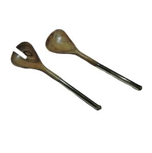 Juego de cuchara de madera con mango de latón para ensalada, rallador de verduras de mano, precio al por mayor, venta directa de fábrica - Product Image 1