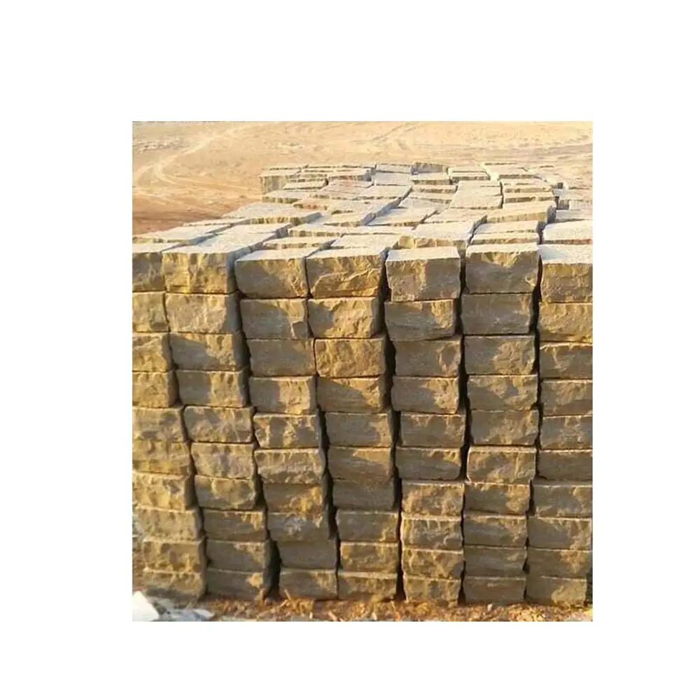 100% Natural Handcut Yellow Cobbles 돌 차도/활주로/통로 야외 Best quality natural 돌