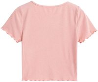 T-shirt court ajusté pour femme, côtelé 1x1, manches courtes, col rond, motif floral, respirant, écologique, 100 % coton, logo personnalisé