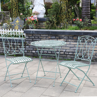 Ensemble de bistro de jardin en métal fer forgé, table et chaises pliantes pour patio, 3 pièces, ensemble de meubles de jardin, ensemble de conversation