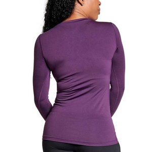 Chemises à manches longues à col en V pour femmes, couche de base thermique d'hiver, compression, spandex/polyester, pour le vélo, la course à pied, l'entraînement - Product Image 3