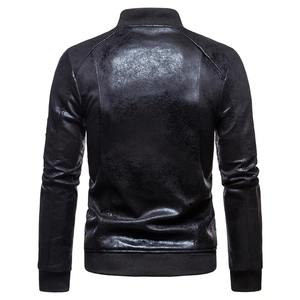แจ็กเก็ตหนังคอปกตั้งอย่างเป็นทางการของผู้ชายสำหรับฤดูหนาวฤดูใบไม้ผลิและฤดูใบไม้ร่วง-สไตล์ซิปด้วยแรงบันดาลใจมอเตอร์เคลือบเพื่อความสบาย - Product Image 6
