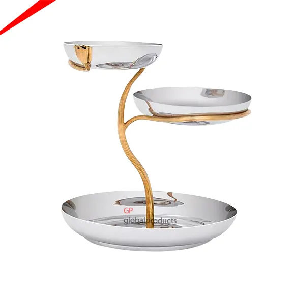 unique design metal cake stand 3 tier round cupcake stand for decoration fruit dessert serve stand