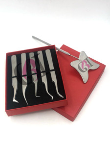 Pince à épiler d'extension de cils en acier inoxydable de styles différents en vente en gros avec miroir au design papillon Instruments de beauté avec logo personnalisé - Product Image 2
