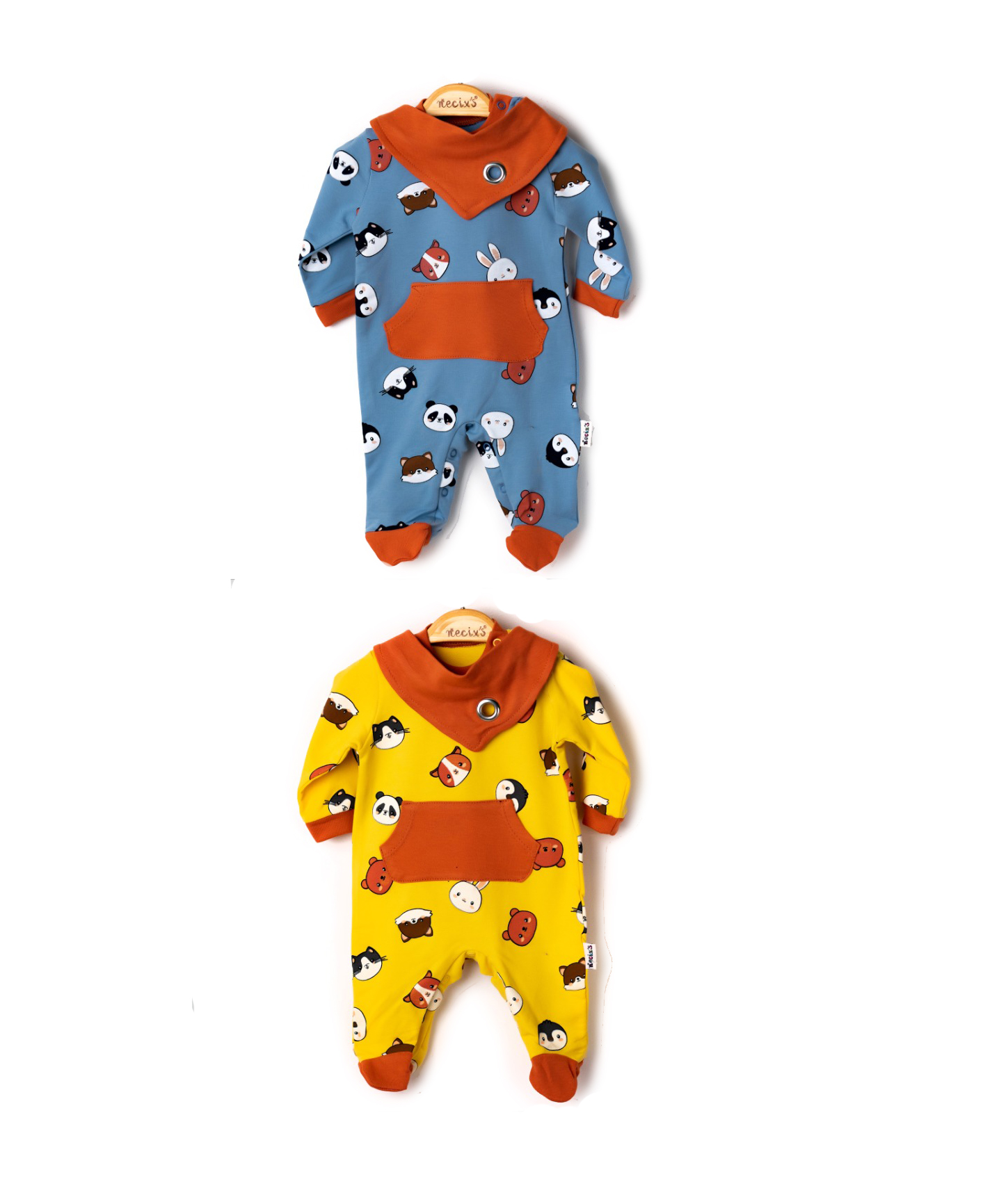 Горячая распродажа! Фигурки головы животных, Комбинезоны для маленьких мальчиков с шарфом, Весенняя мягкая хлопковая одежда для малышей от бренда Necix