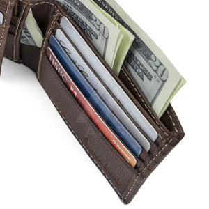 Cartera de cuero importado para hombre de alta calidad Cierre abierto Longitud larga con forro de lona - Product Image 6