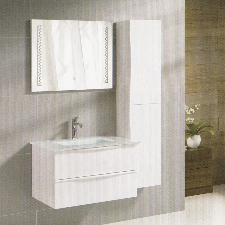 China manufacturer home wall led lighted white modern bathroom set