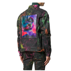 Contrasto Tye Tie Dye Jean Denim giacche <span class=keywords><strong>giacca</strong></span> moto 100% cotone Shell <span class=keywords><strong>uomo</strong></span> abbigliamento tessuto moda manica lunga <span class=keywords><strong>uomo</strong></span> Casual - Product Image 4