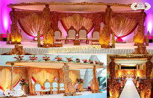 Magnífico Mandap de Madera con Diseño Paisley para Bodas Gujarati, Mandap Avni con Corona, Mandap Tradicional Indio para Bodas en EE. UU. - Product Image 6