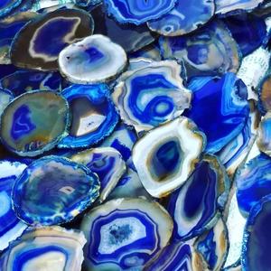 Best Selling Carved Blue <b>Agate</b> <b>Coaster</b> Natural Semi-Precious Stone Craft for Home Decor Feng Shui Souvenir with Crystal Gemstone - Product Image 6