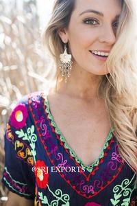 ชุดเดรสแม็กซี่ปักลายดอกไม้สำหรับผู้หญิง,ชุดเดรสชายหาดสุดพิเศษแบบฮิปปี้ฮิปปี้โบฮีเมียนสีสดใสสำหรับฤดูร้อน - Product Image 3