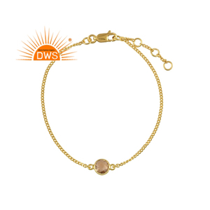 Pulsera de Plata de Ley 925 con Baño de Oro y Citrino Natural, Último Modelo 2026, Joyería para Mujer, Regalo para Ella - Product Image 1
