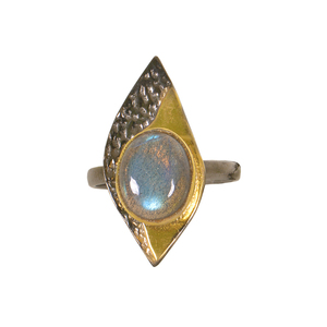 New Design Latest Collection Gold Plated 925 Sterling Silver Textured <b>Ring</b> Natural <b>Labradorite</b> Gemstone Black Rhodium Jewelry - Product Image 2