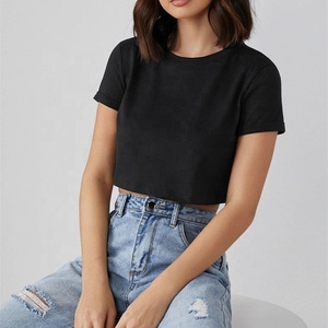 Custom Vendors Summer Sexy <b>Women's</b> O Neck Streetwear Short Sleeve Slim Fit Tees Crop <b>Tops</b> <b>Women</b> Casual T Shirts - Product Image 3