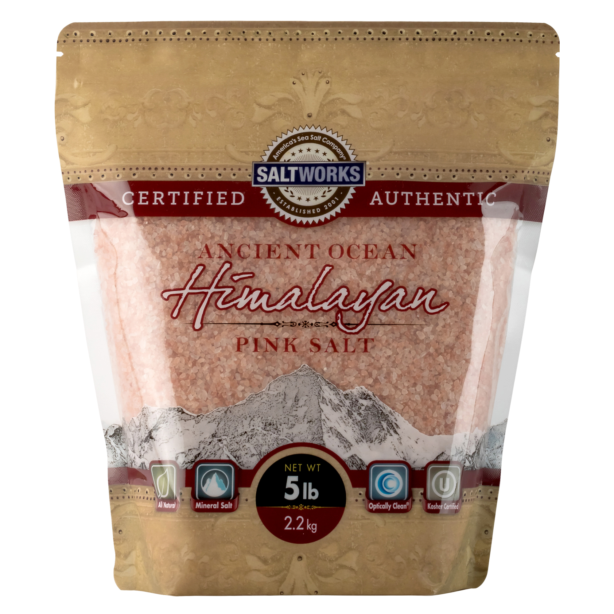 Розовая Соль гималайской древни океана, маленькая зернистая, мешок 5 фунтов