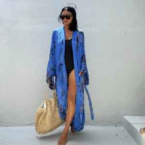 Kimono de rayón de talla grande para mujer, bata de verano hecha a mano con tinte anudado, 2023 - Product Image 1