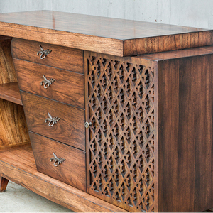 Luxury Solid Wood <b>Sideboard</b> Buffet Cabinet 62 Inch Classic Design Mindi Walnut Living Room Hotel Furniture - Product Image 2