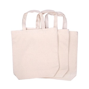 Haute qualité poignée Style plaine impression 100% coton biologique Gots certificat nouveauté couleur unie coton sac fourre-tout en gros - Product Image 5