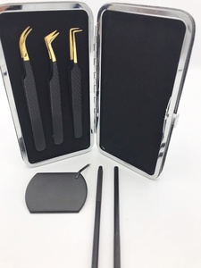 Pinzas de extensión de pestañas sostenibles personalizadas de calidad profesional de acero inoxidable con tipo de punta puntiaguda recubierta de polvo negro - Product Image 2