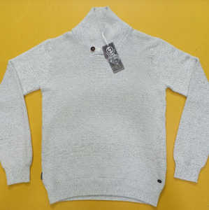 Pull en maille décontracté pour homme à col châle et manches longues, en coton, avec étiquettes de marque originales, surplus du Bangladesh - Product Image 1