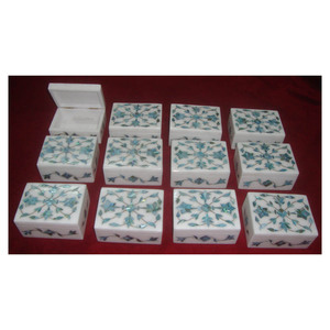 Handmade Natural Green Leaf Mother Of Pearl Inlay Design Jewelry Box - Product Image 1