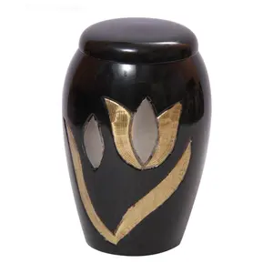 Brass Tulip Flower Design Keepsake Urn Black antique copper urns human ashes paper scattering tube funeral supply