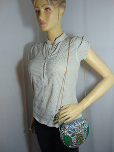 Wholesale Silver <b>Wedding</b> Party Ladies Elegant Metal <b>Clutch</b> Bag Indian Ethnic Bohemian Style Chain Strap Mosaic Pattern 1L - Product Image 6