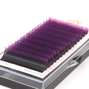 Extensiones de pestañas de colores, degradado, violeta, Cachemira, fibra vegana, Etiqueta Privada - Product Image 1