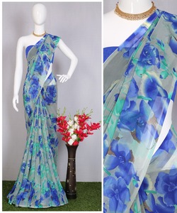 Indien Katan Saree dernier concepteur fête porter mariage dames femmes porter Georgette soie broderie travail Sari avec Blouse ethnique - Product Image 4